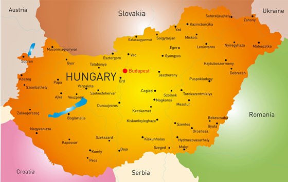 Mapa de ciudades de Hungría