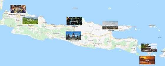 Mapa de ciudades de Indonesia