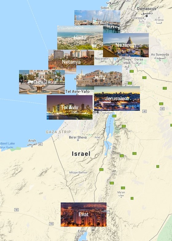 Map of cities in Israel