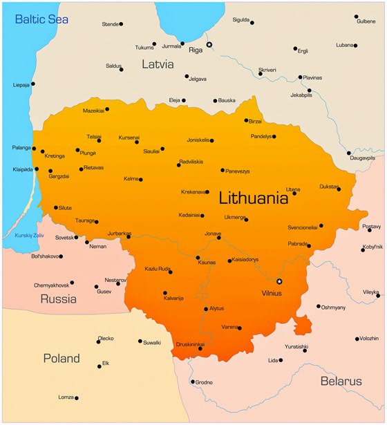 Karte der Städte in Litauen