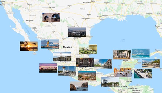 Meksika’da şehirler haritası