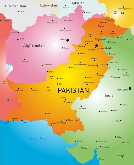 Map of cities in Pakistan