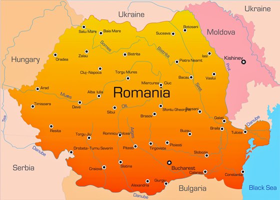 Map of cities in Romania