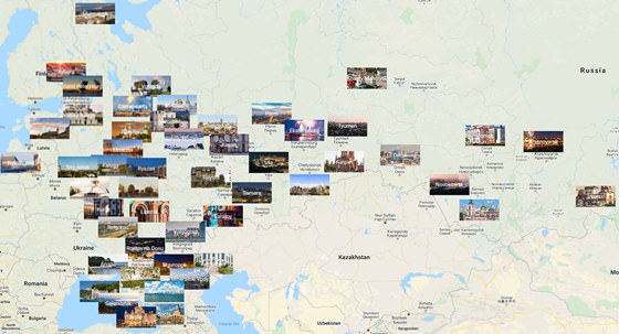 Map of cities in Russia