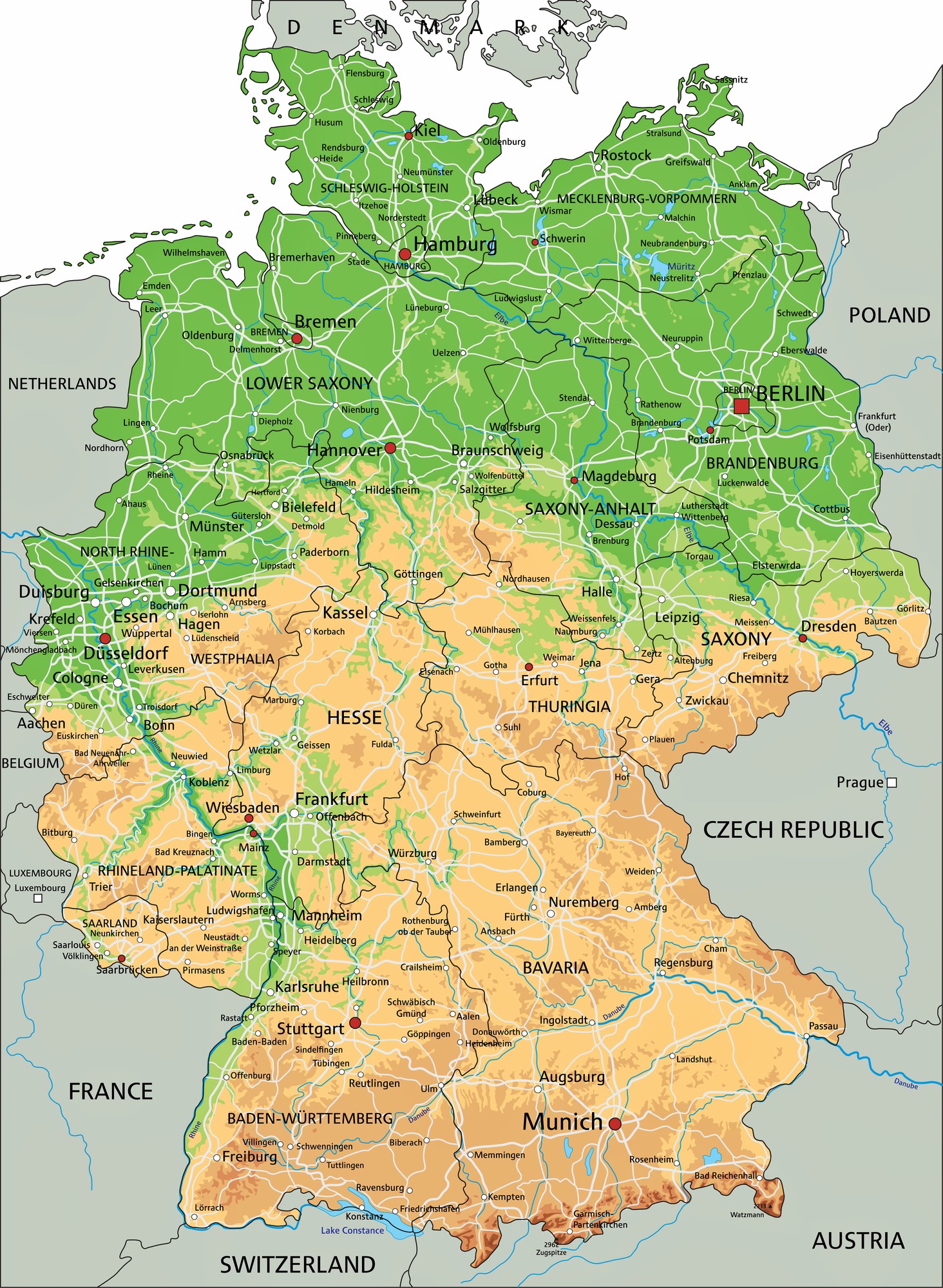 горы в германии карта