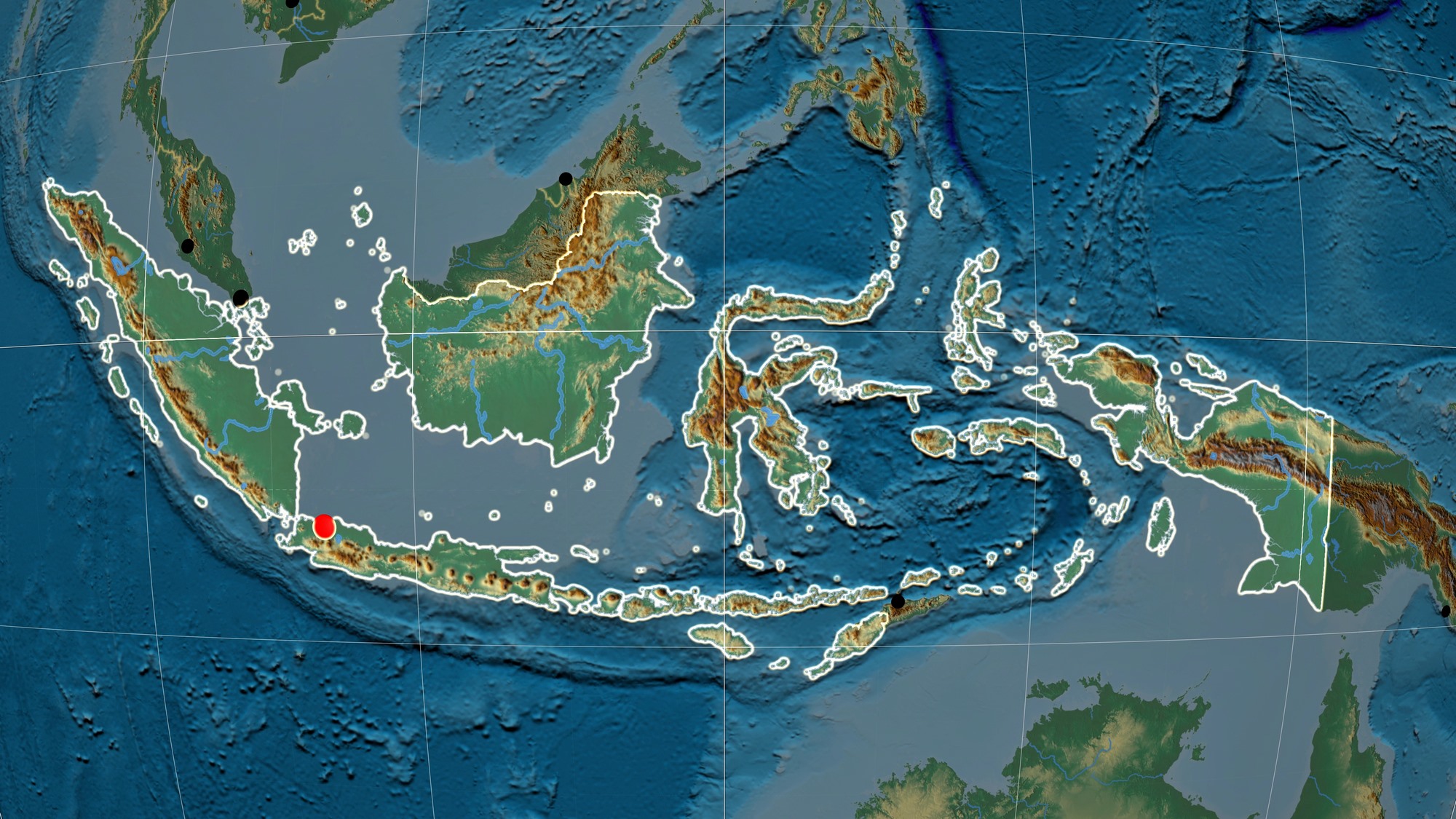 Indonesia Physical Map of Relief - OrangeSmile.com