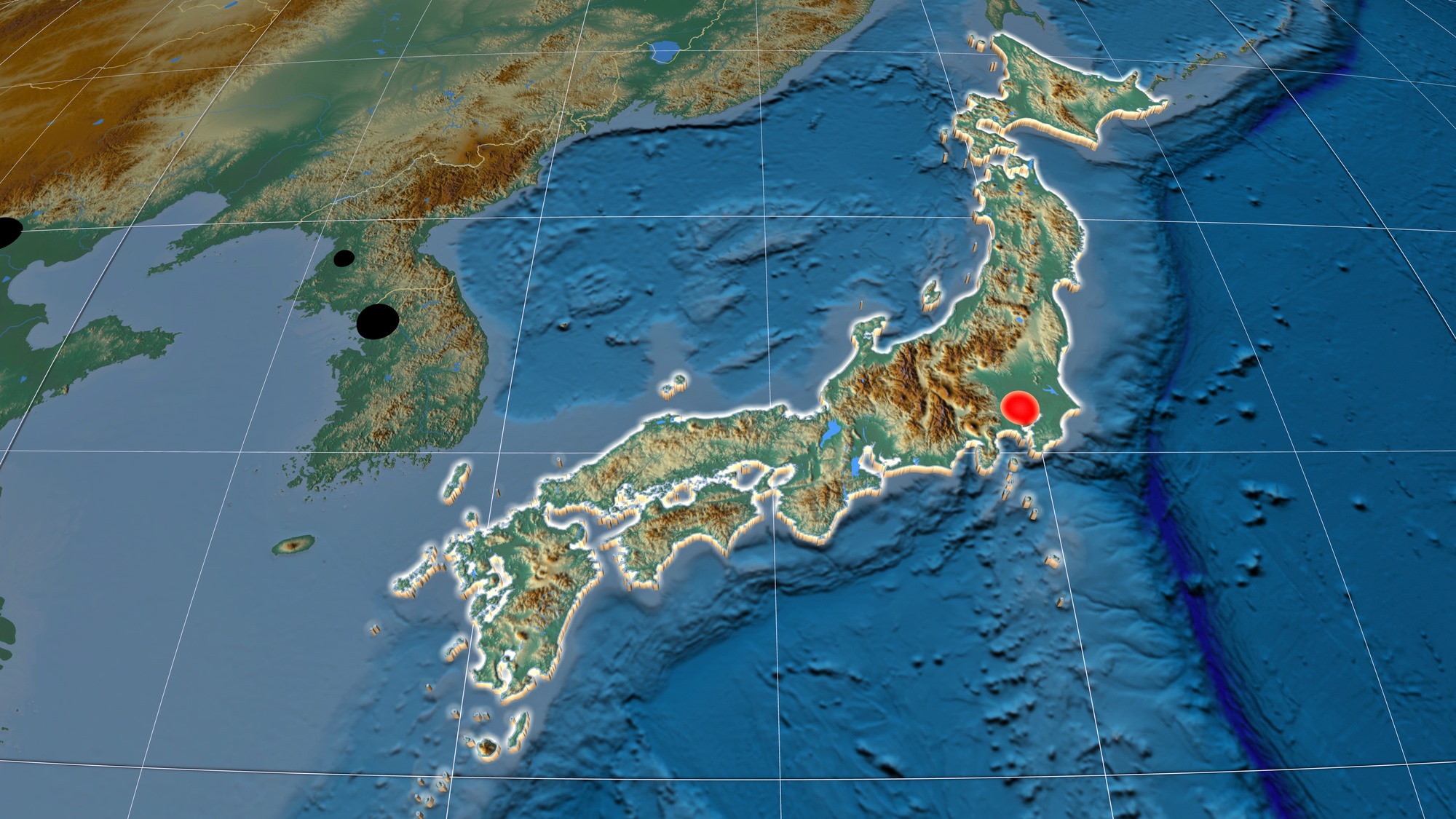 Mapa físico de Japón - OrangeSmile.com