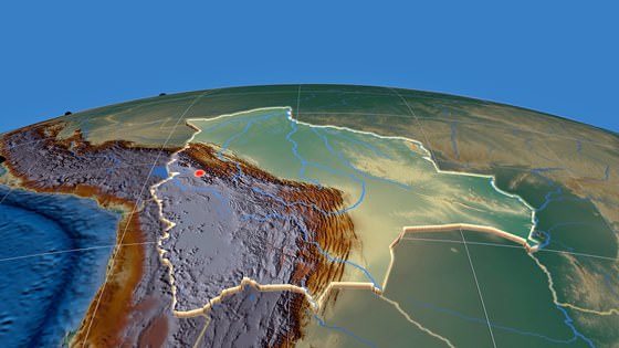 Relief map of Bolivia