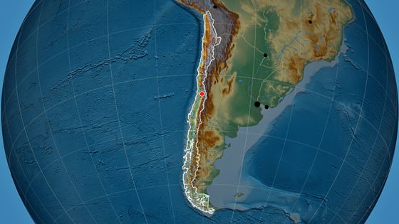 Relief map of Chile