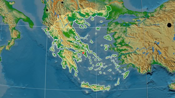 Relief map of Greece
