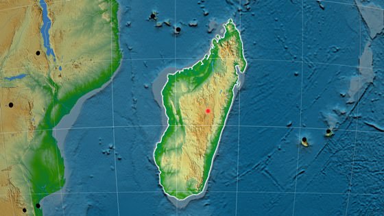 Relief map of Madagascar