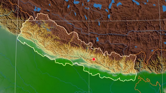 Relief map of Nepal