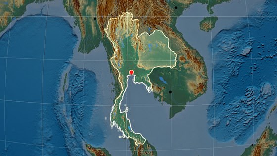 Relief map of Thailand