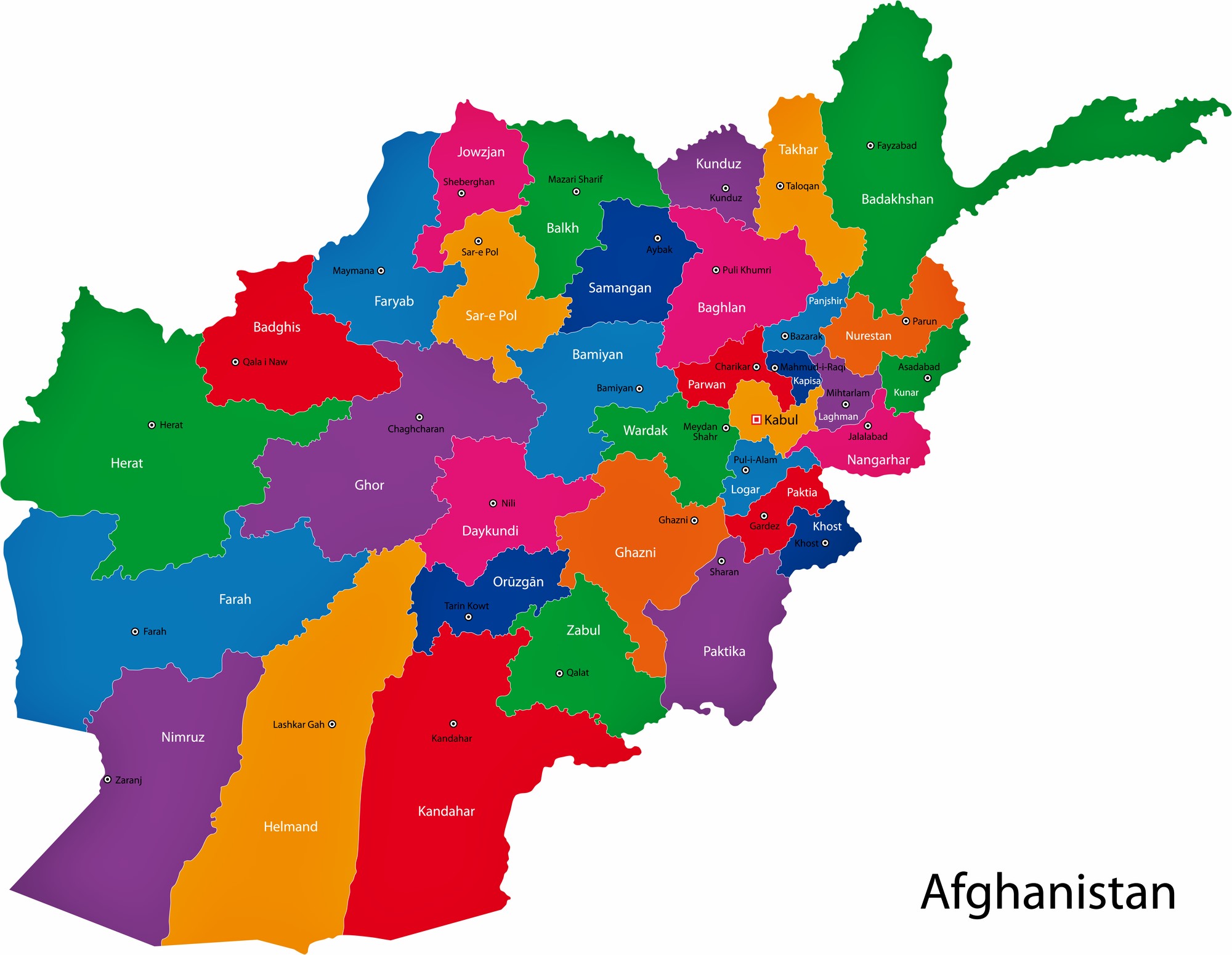 Afghanistan Map of Regions and Provinces - OrangeSmile.com