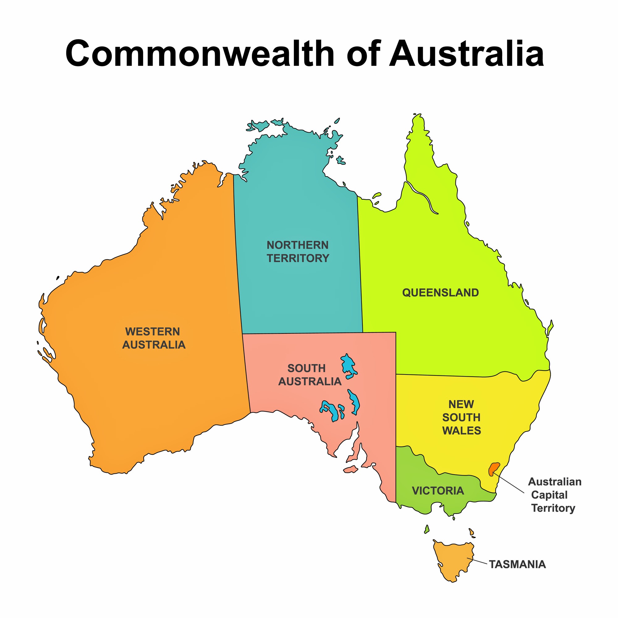 Australien Karte der Regionen und Provinzen - OrangeSmile.com