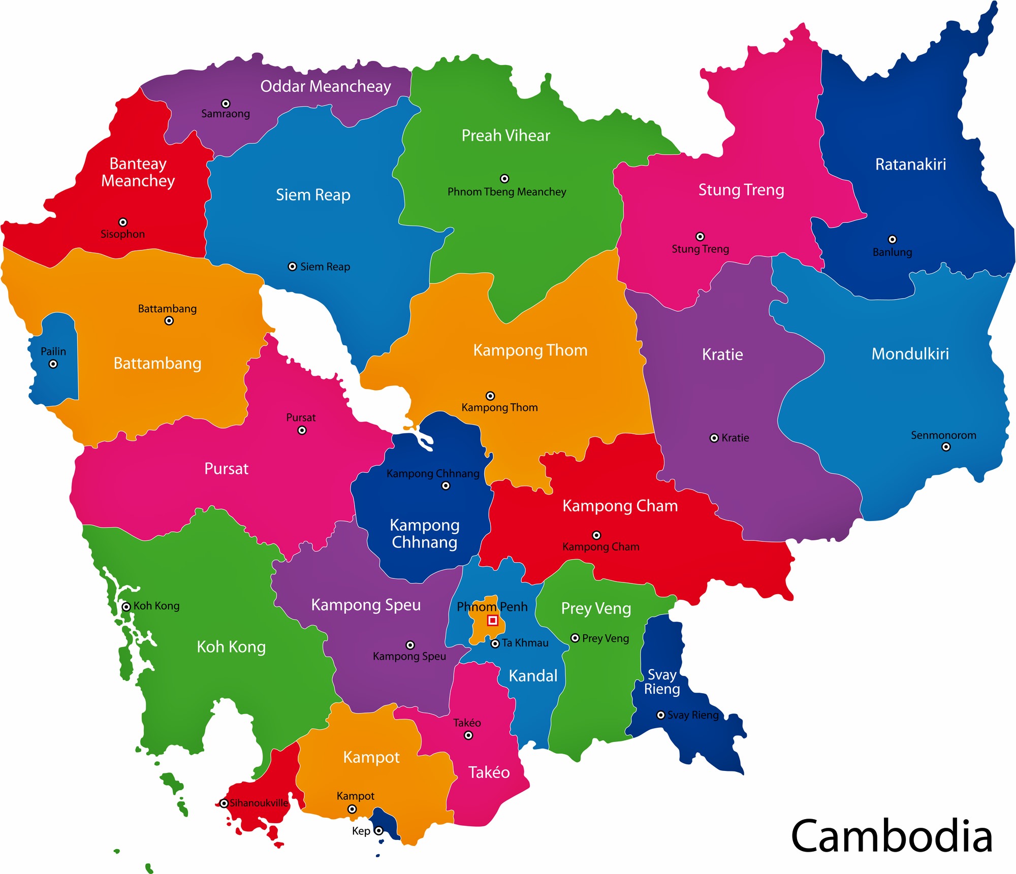 Cambodia Map Of Regions And Provinces Orangesmile Com Gambaran