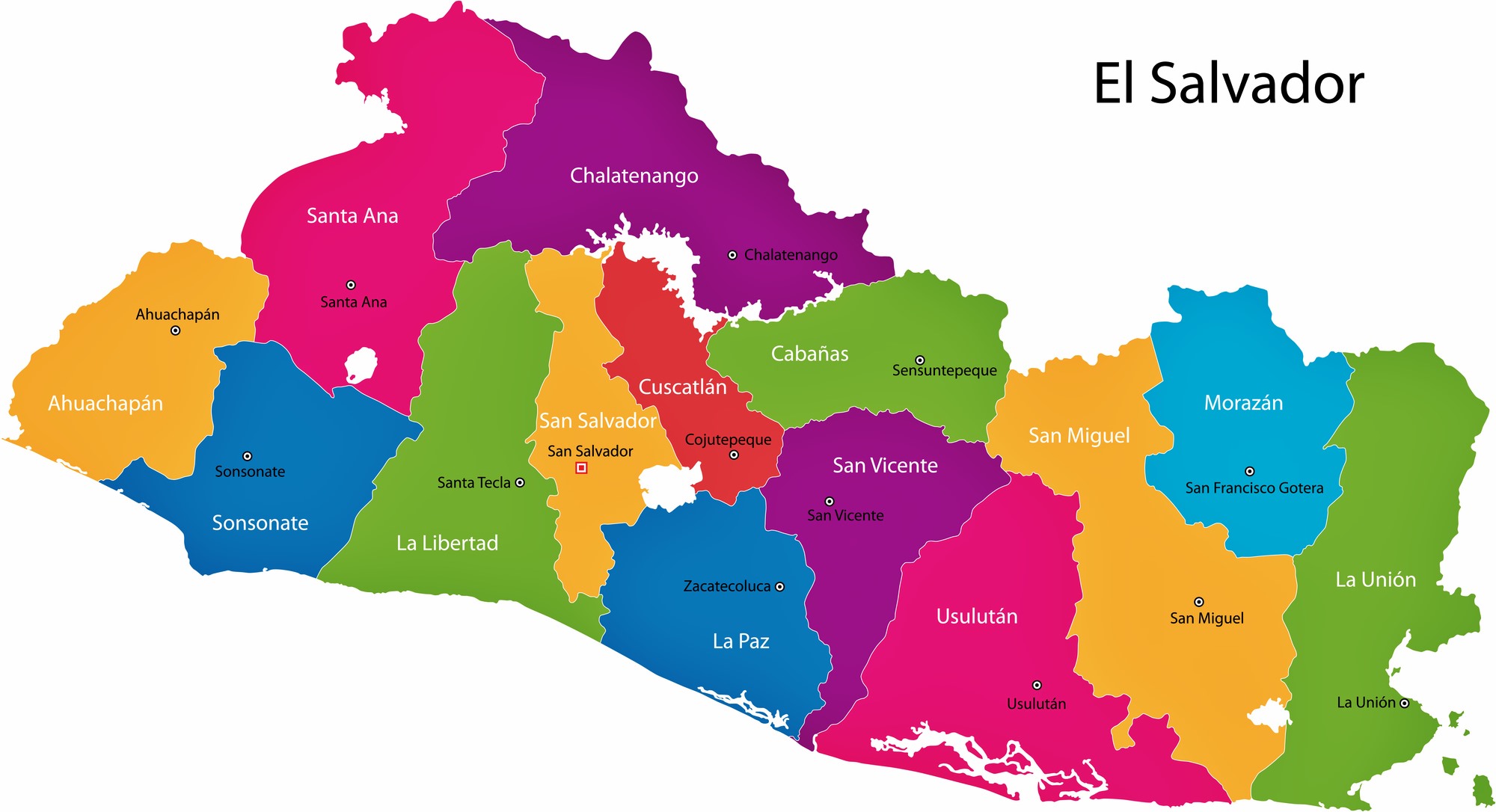 El Salvador Map of Regions and Provinces - OrangeSmile.com