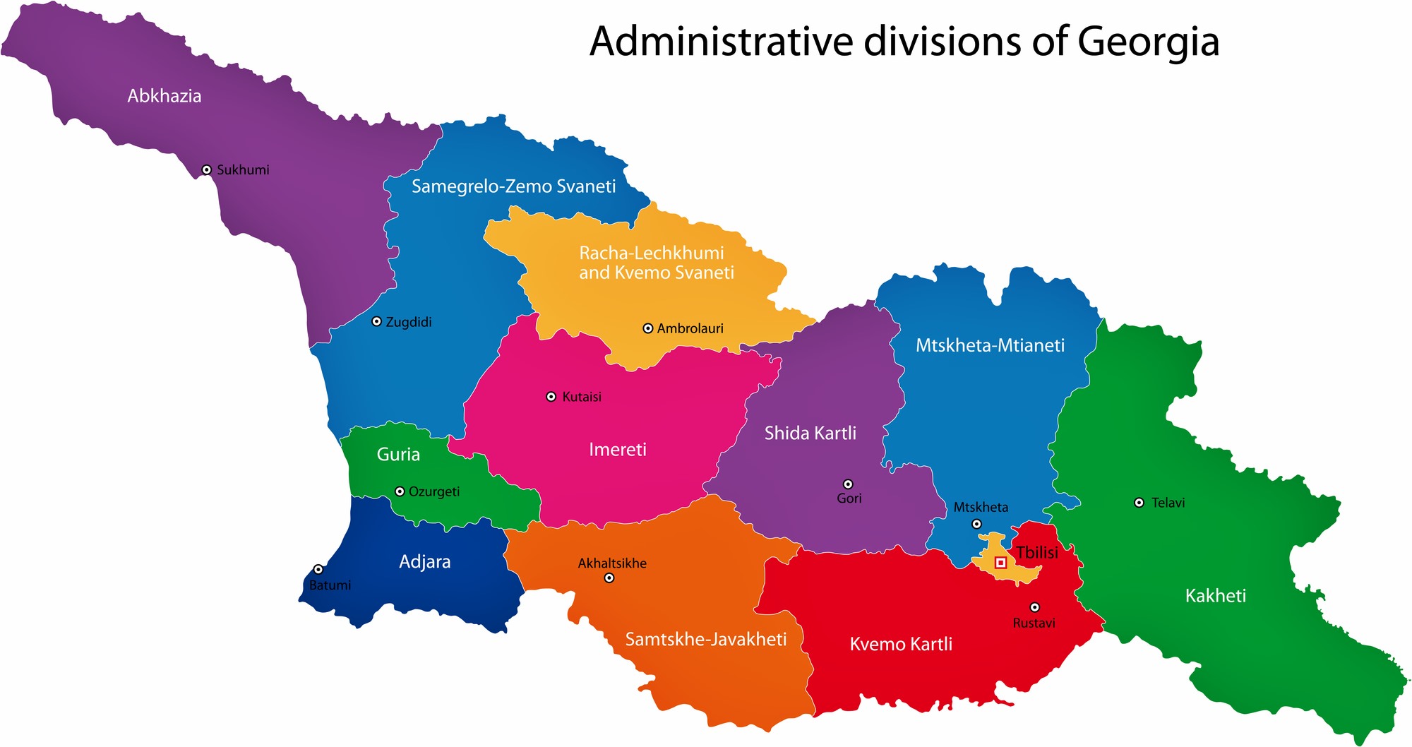 Georgia Map of Regions and Provinces - OrangeSmile.com