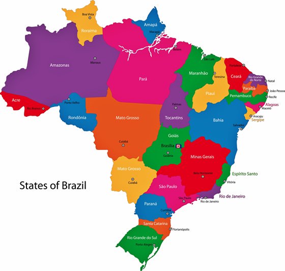 Map of regions in Brazil