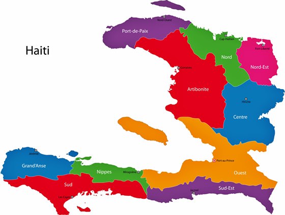 Karte der Regionen in Haiti