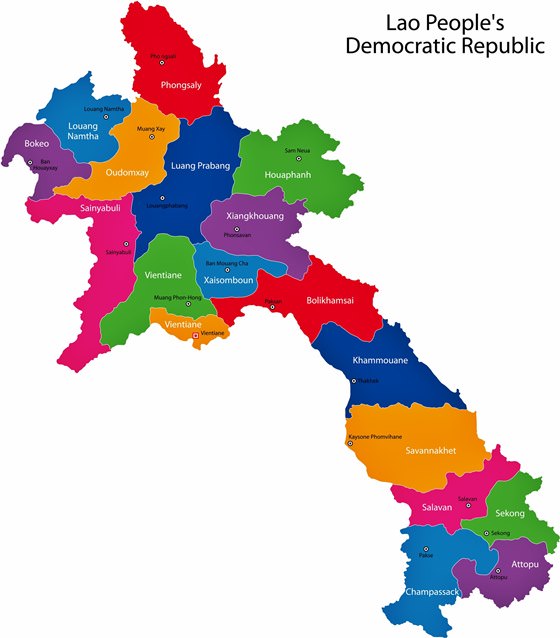 Map of regions in Laos