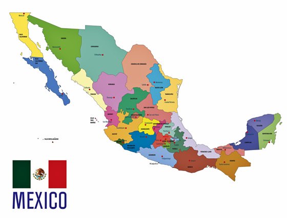 Map of regions in Mexico