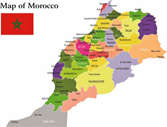 Map of regions in Morocco