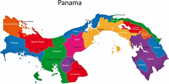 Panama’da bölgelerin haritası