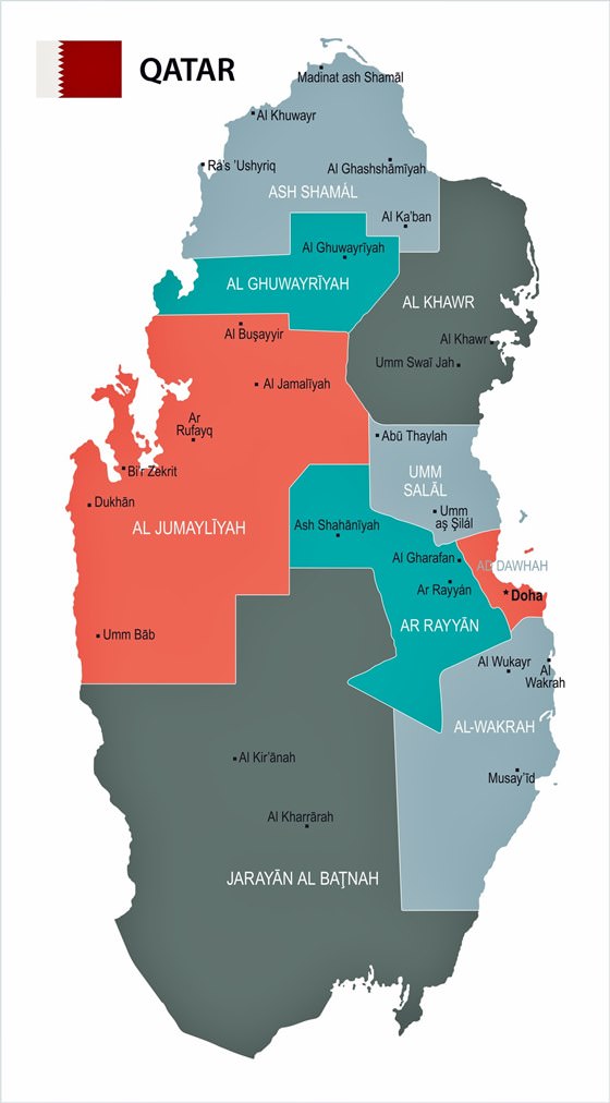 Map of regions in Qatar