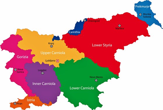 Map of regions in Slovenia