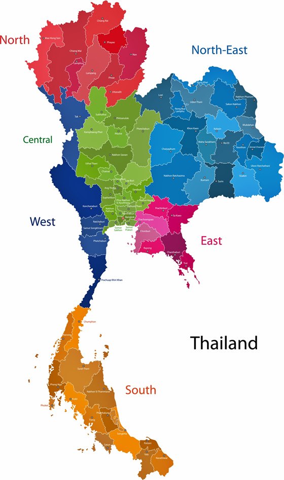 Map of regions in Thailand