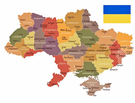 Map of regions in Ukraine