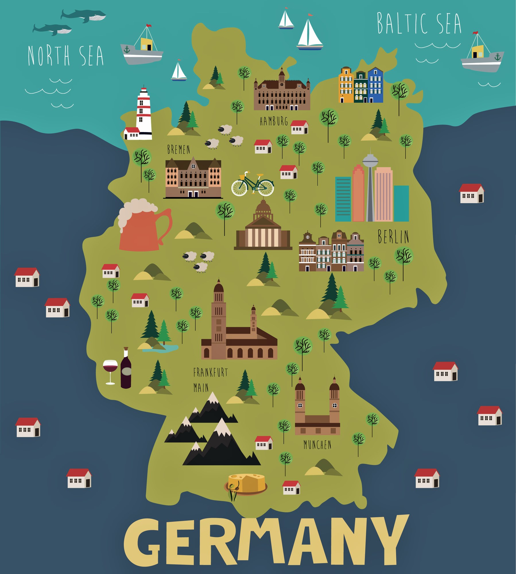 Germany Map of Major Sights and Attractions - OrangeSmile.com