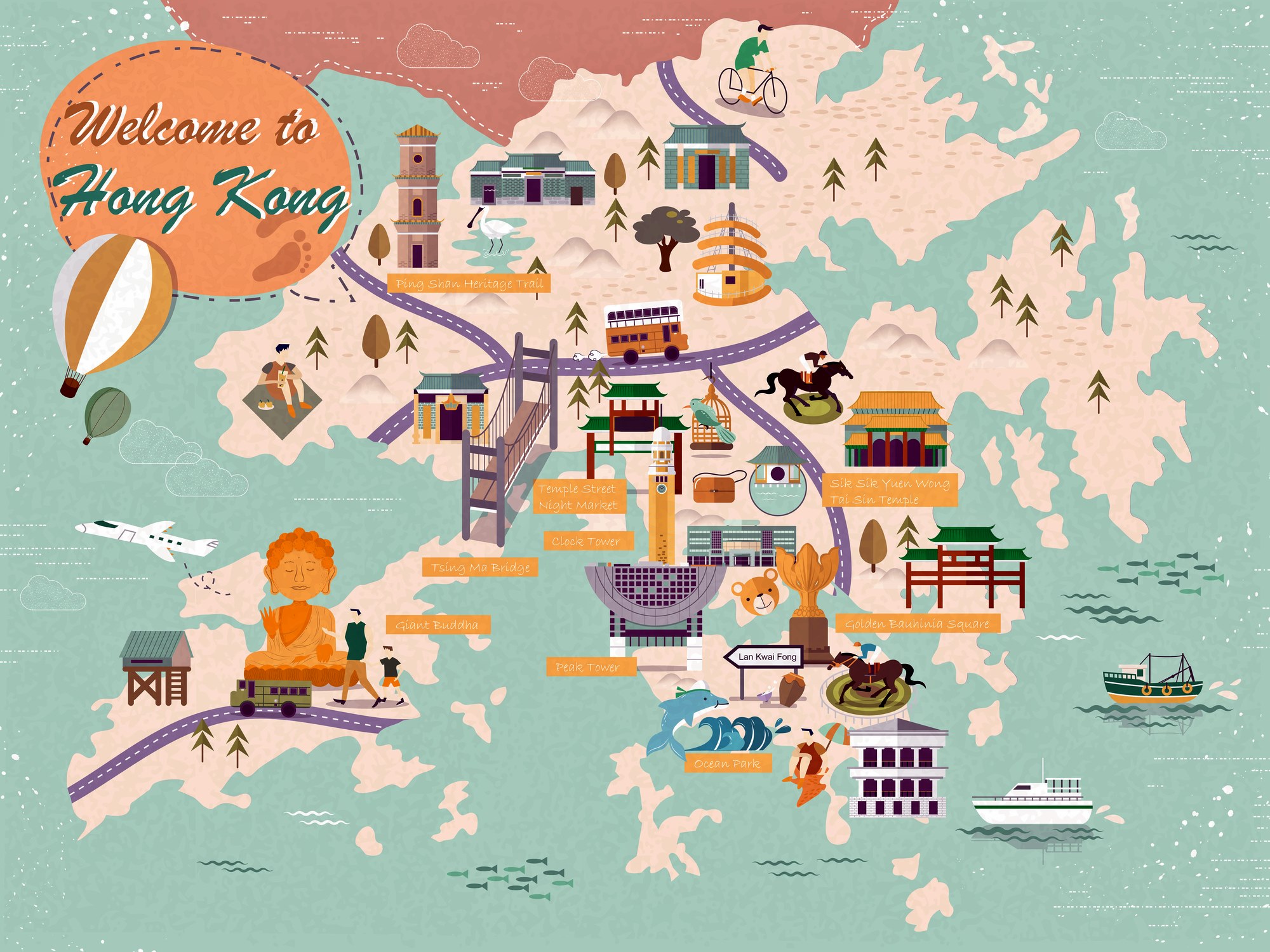 hong kong island tourist map