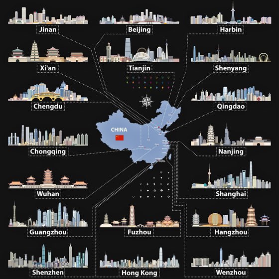 Map of sights in China