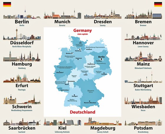 Karte der Sehenswürdigkeiten in Deutschland