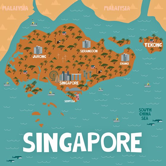 Map of sights in Singapore