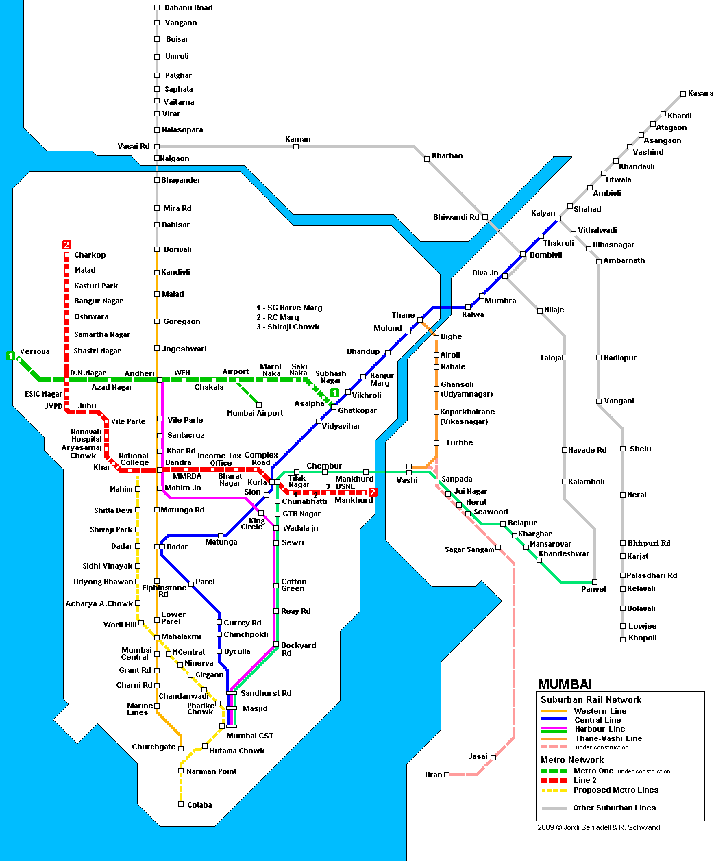 Map of metro in Bombay