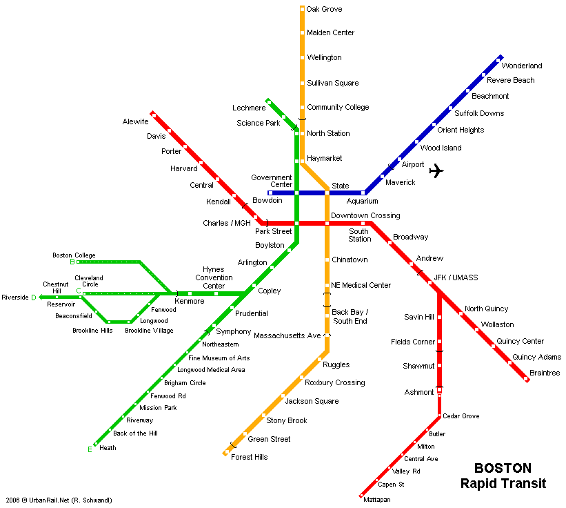 Map of metro in Boston