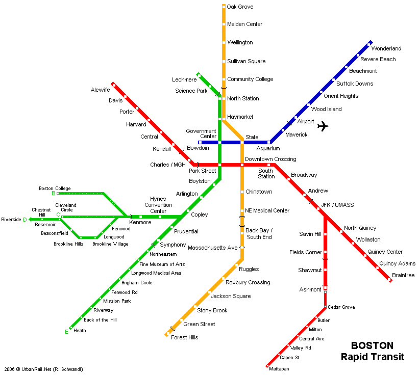 Boston Subway Map For Download Metro In Boston High Resolution Map