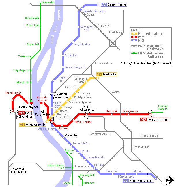 Mapa del metro en Budapest
