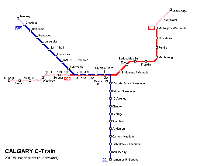 Mapa del metro en Calgary