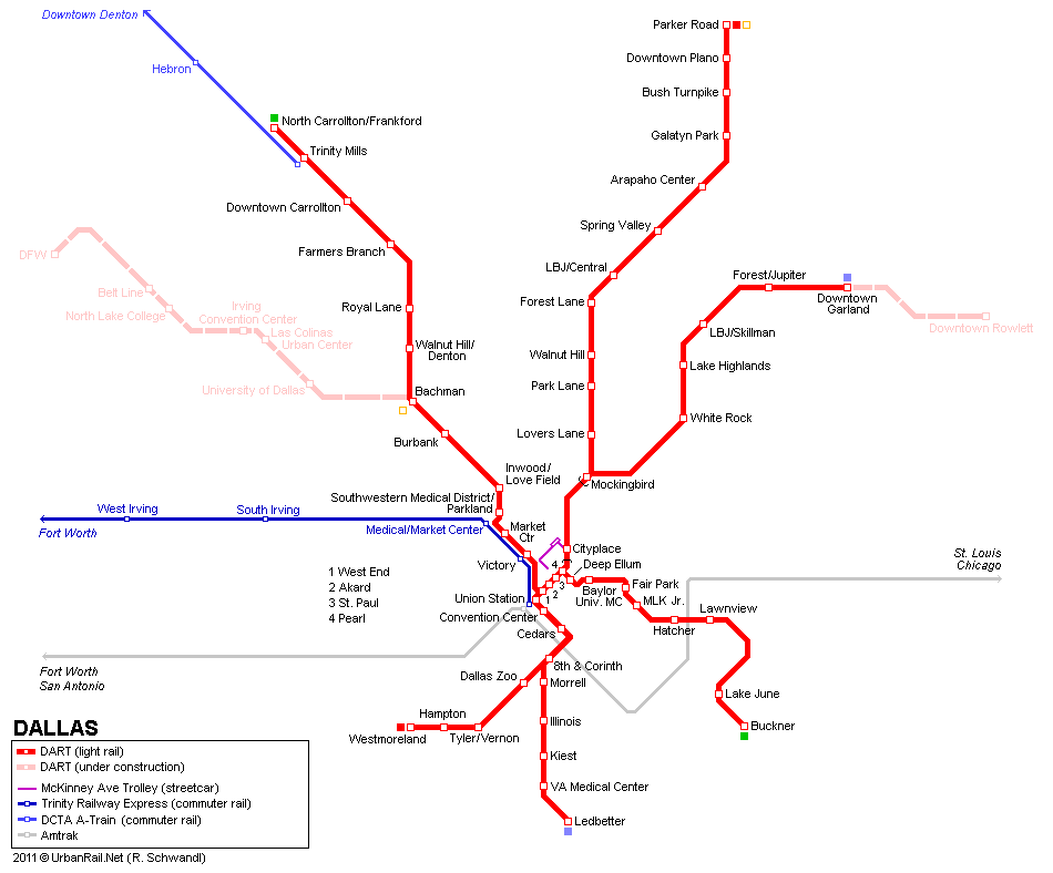 Map of metro in Dallas
