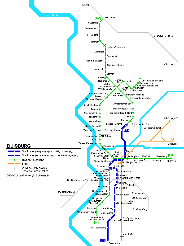 Map of metro in Duisburg