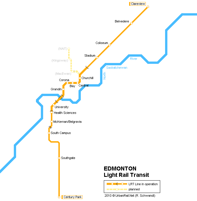 Map of metro in Edmonton