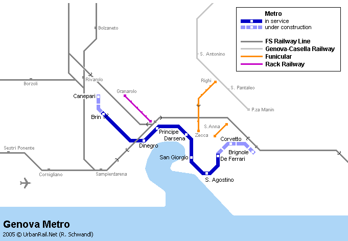 Map of metro in Genoa
