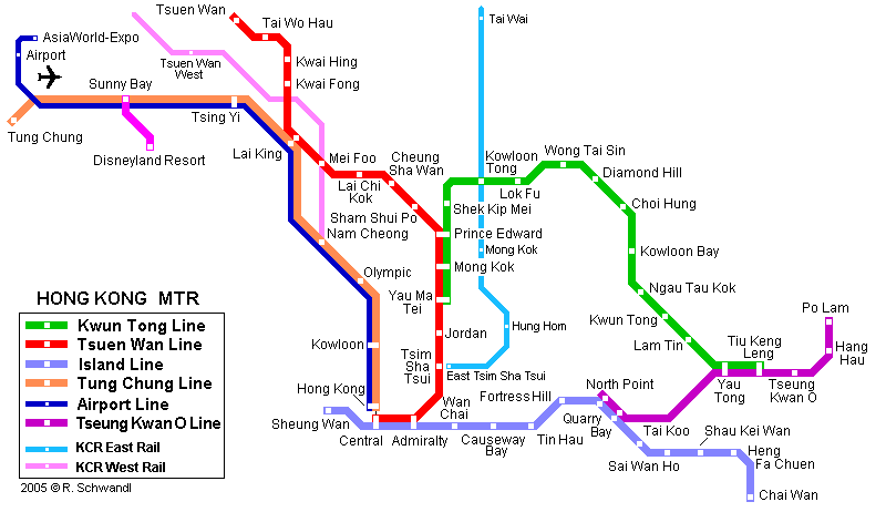 Mapa del metro en Hong Kong