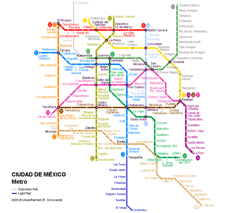 Mexico City Subway Map For Download Metro In Mexico City High Resolution Map Of Underground Network