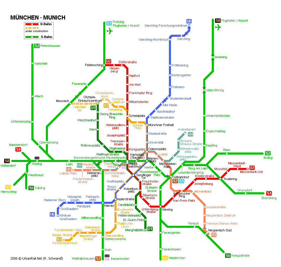 Munich Subway Map For Download Metro In Munich High Resolution Map Of Underground Network