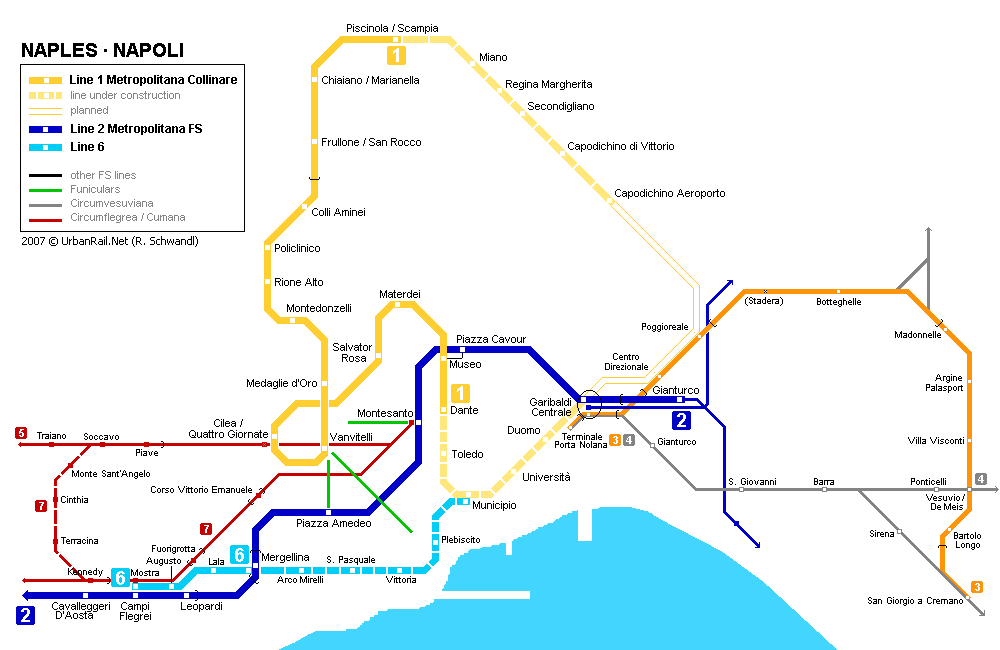 Map of metro in Naples